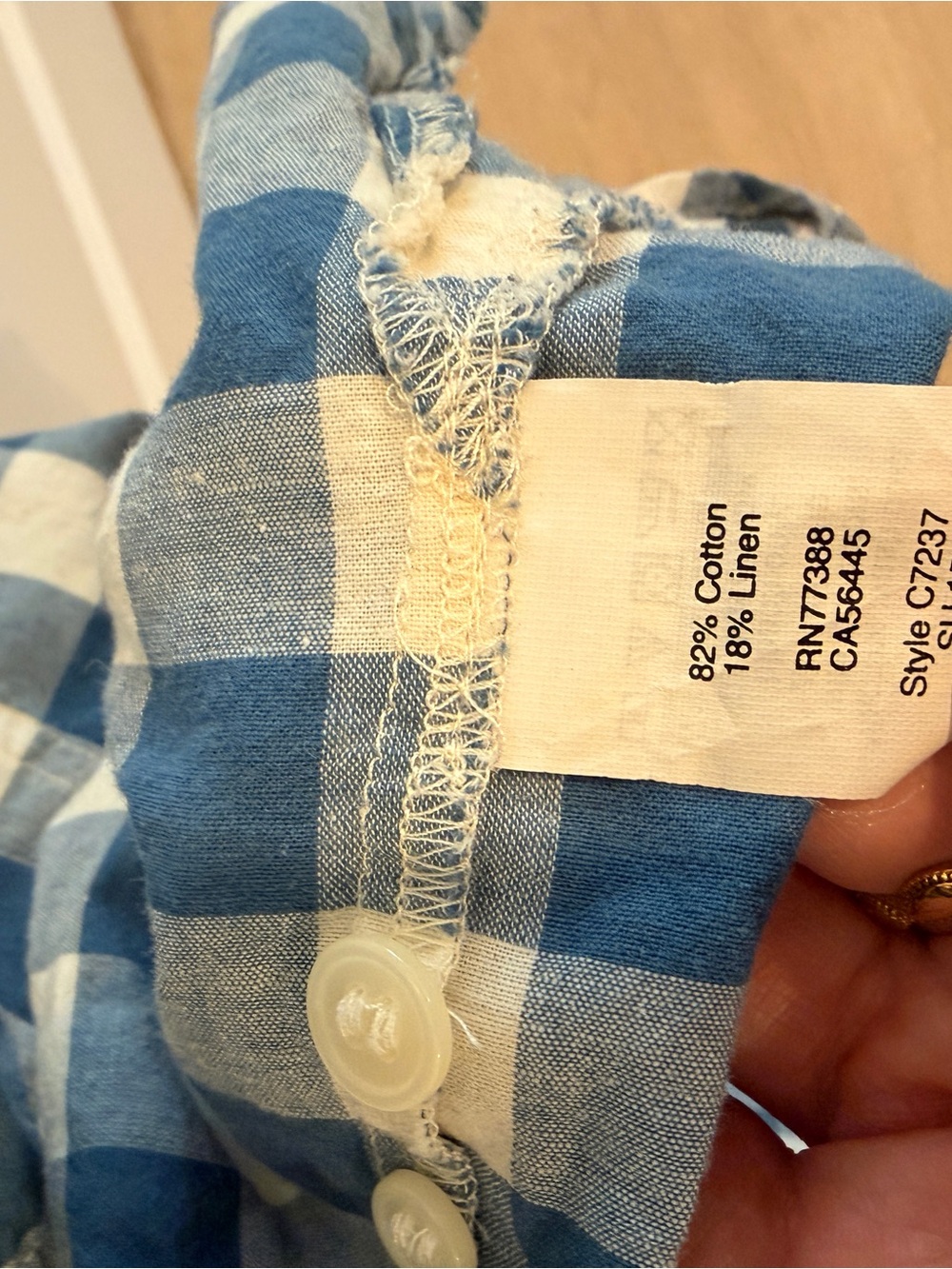 Madewell Blue and White Gingham Button-Down Shirt - Picture 2 of 3
